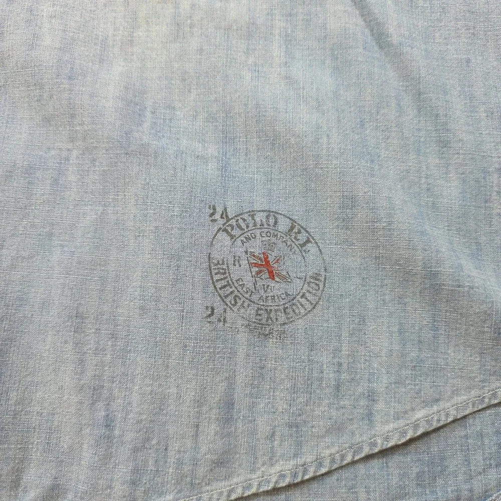 Polo Ralph Lauren Game Warden PRLC Shirt XXL Chambray Military Patch Expedition